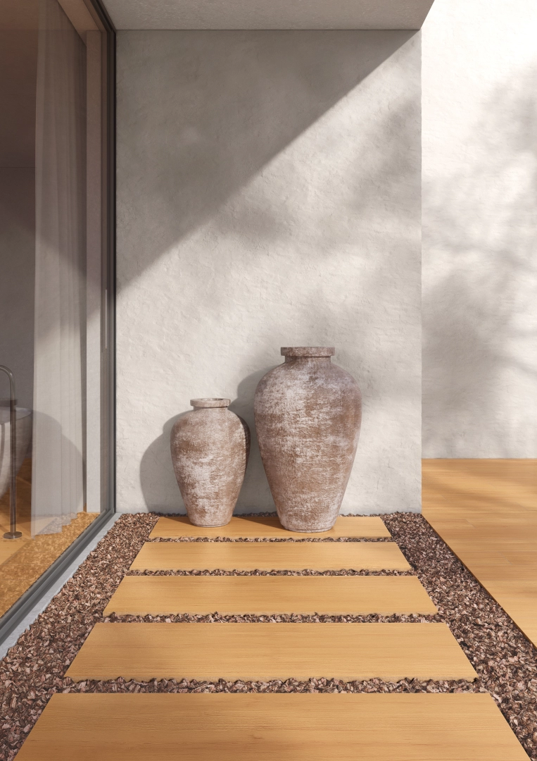 Gres Casalgrande Padana PROJECT WOOD efekt drewno - aranzacja w eleganckiej lazience