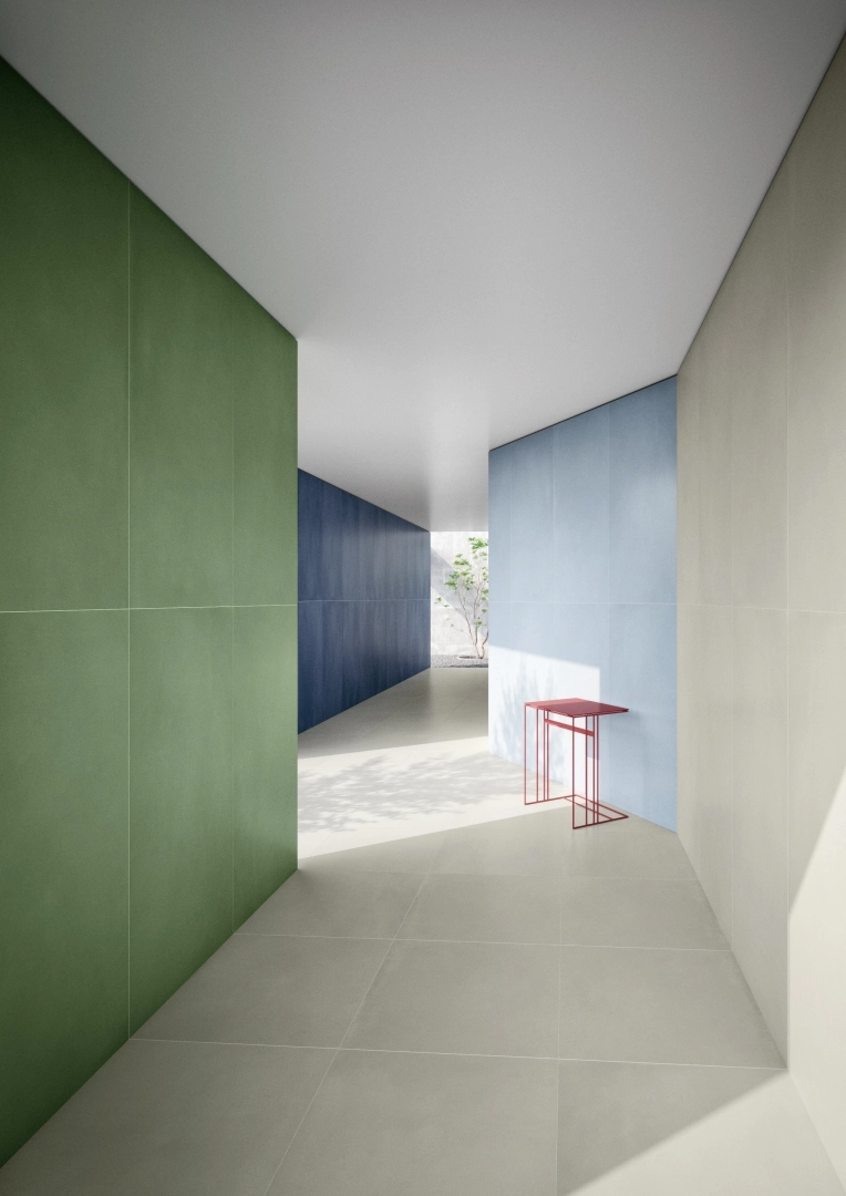 Gres Casalgrande Padana R-EVOLUTION efekt beton - aranzacja w eleganckiej lazience
