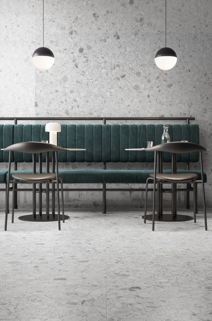 Gres Casalgrande Padana MACRO efekt terrazzo - aranzacja w eleganckiej lazience