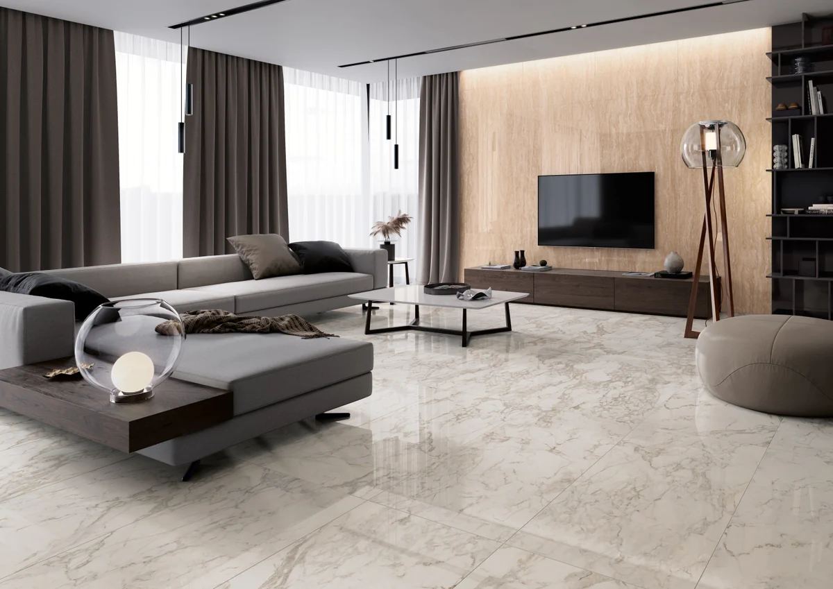 Gres Casalgrande Padana MARMOSMART efekt marmur - aranzacja w eleganckiej lazience