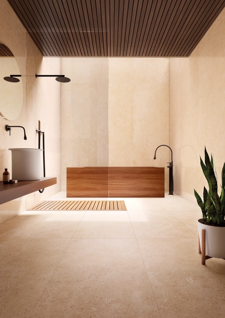 Gres Casalgrande Padana MARMOSMART efekt marmur - aranzacja w minimalistycznym wnetrzu
