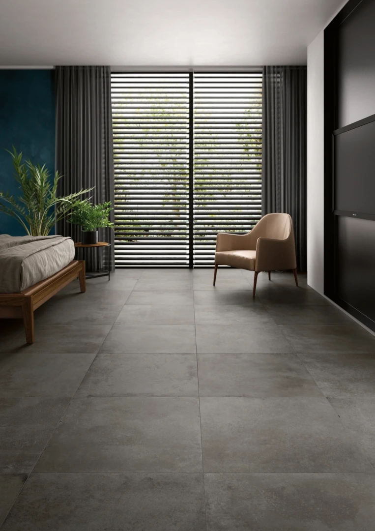 Gres Casalgrande Padana MANHATTAN efekt beton - aranzacja w eleganckiej lazience