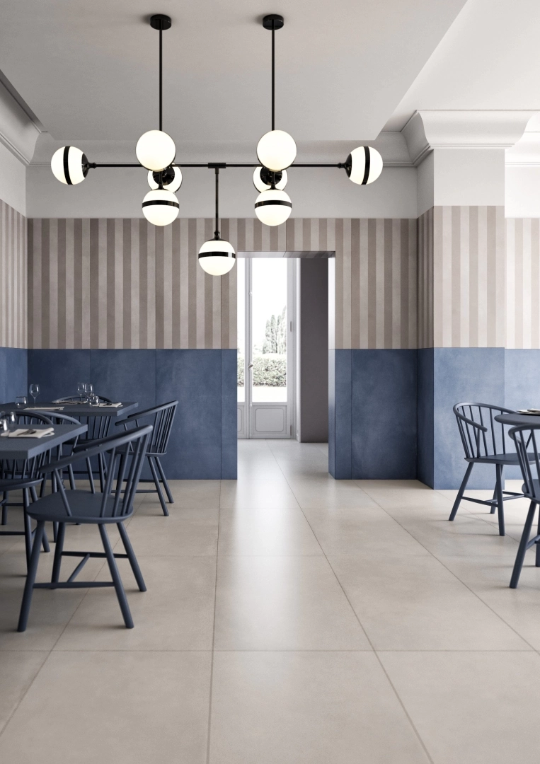 Gres Casalgrande Padana R-EVOLUTION efekt beton - aranzacja w minimalistycznym wnetrzu