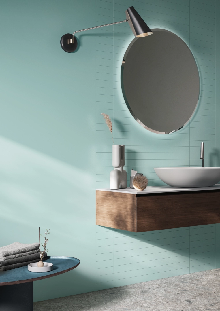 Gres Casalgrande Padana ATELIER efekt kolor - aranzacja w minimalistycznym wnetrzu