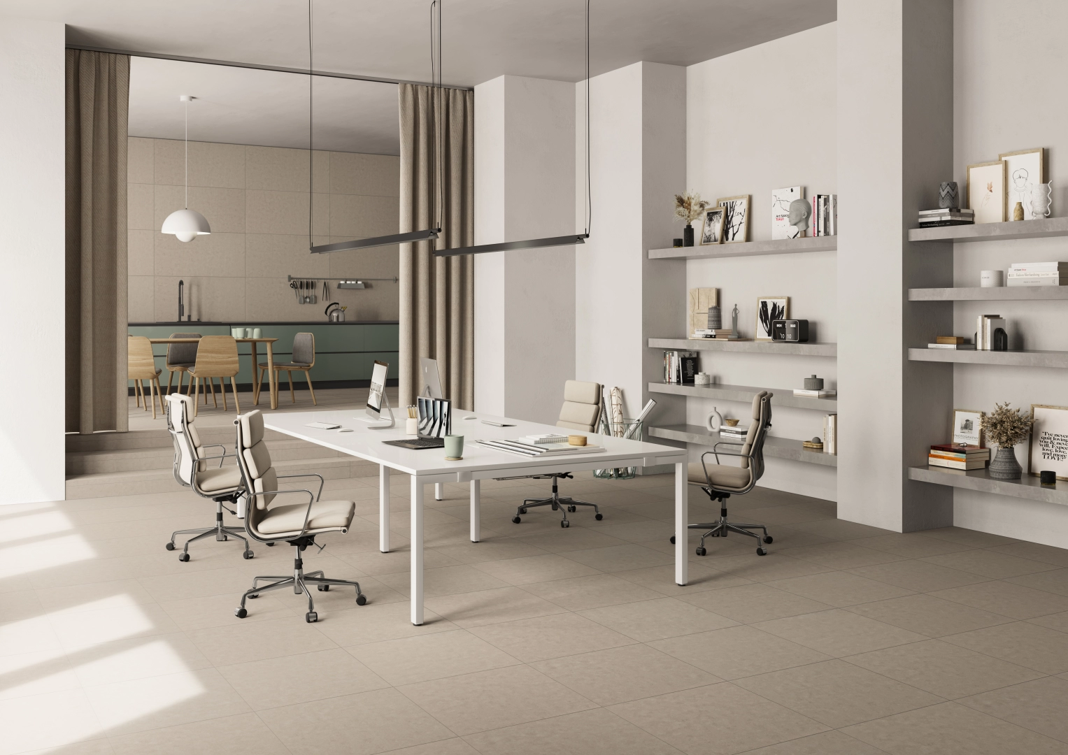 Gres Casalgrande Padana TIMELESS efekt beton - aranzacja w minimalistycznym wnetrzu