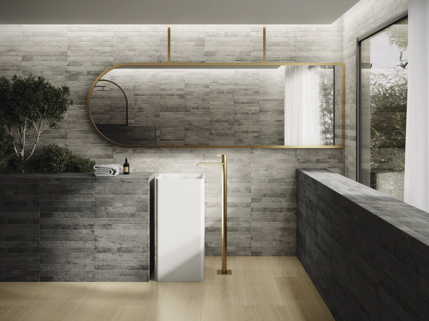 Gres Cifre JOIN efekt cegła - aranzacja w eleganckiej lazience