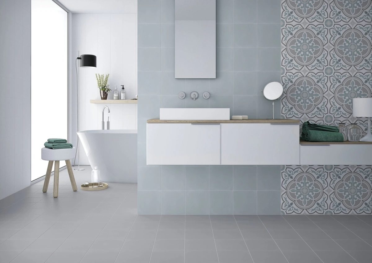 Gres Cifre URBAN efekt wzór - aranzacja w eleganckiej lazience