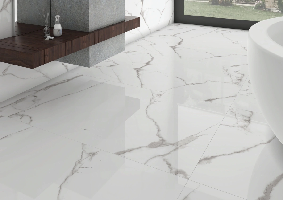 Gres Cifre BIANCO CARRARA efekt marmur - aranzacja w eleganckiej lazience