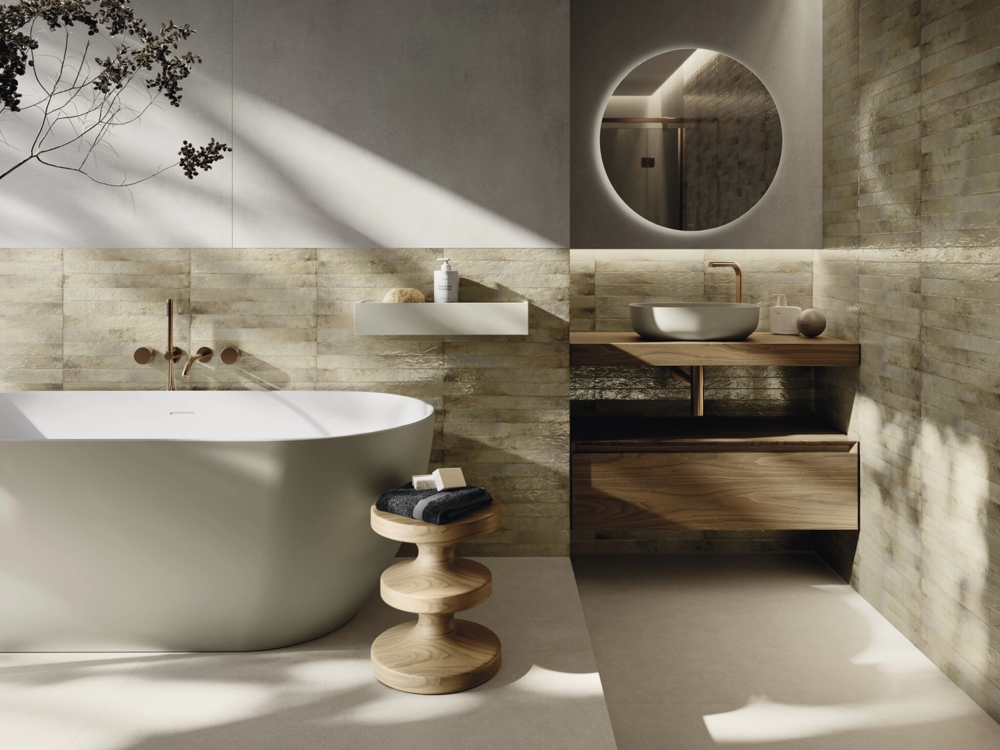 Gres Cifre GENESI efekt cegła - aranzacja w eleganckiej lazience