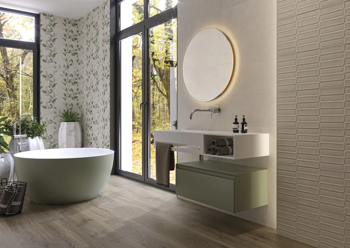Gres Cifre ALURE efekt beton - aranzacja w eleganckiej lazience
