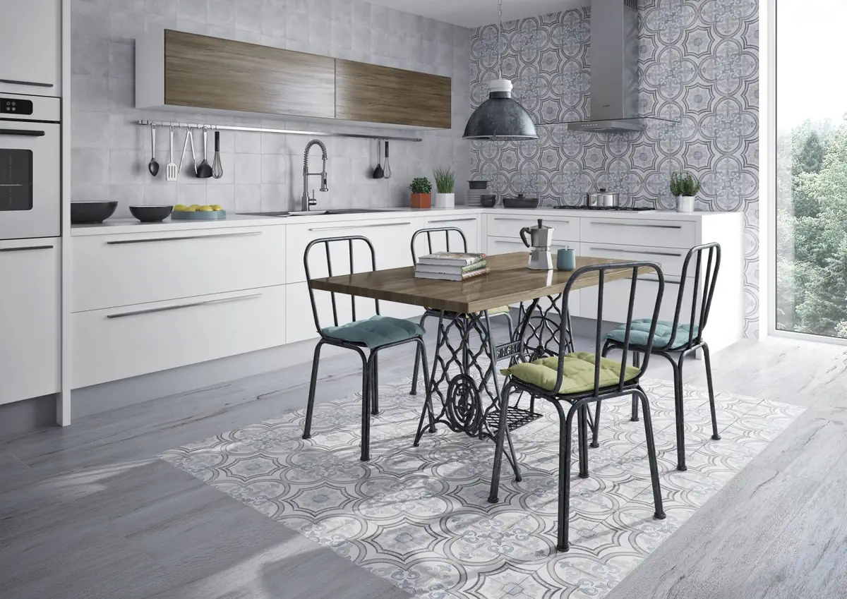 Gres Cifre ADOBE efekt beton - aranzacja w nowoczesnym salonie