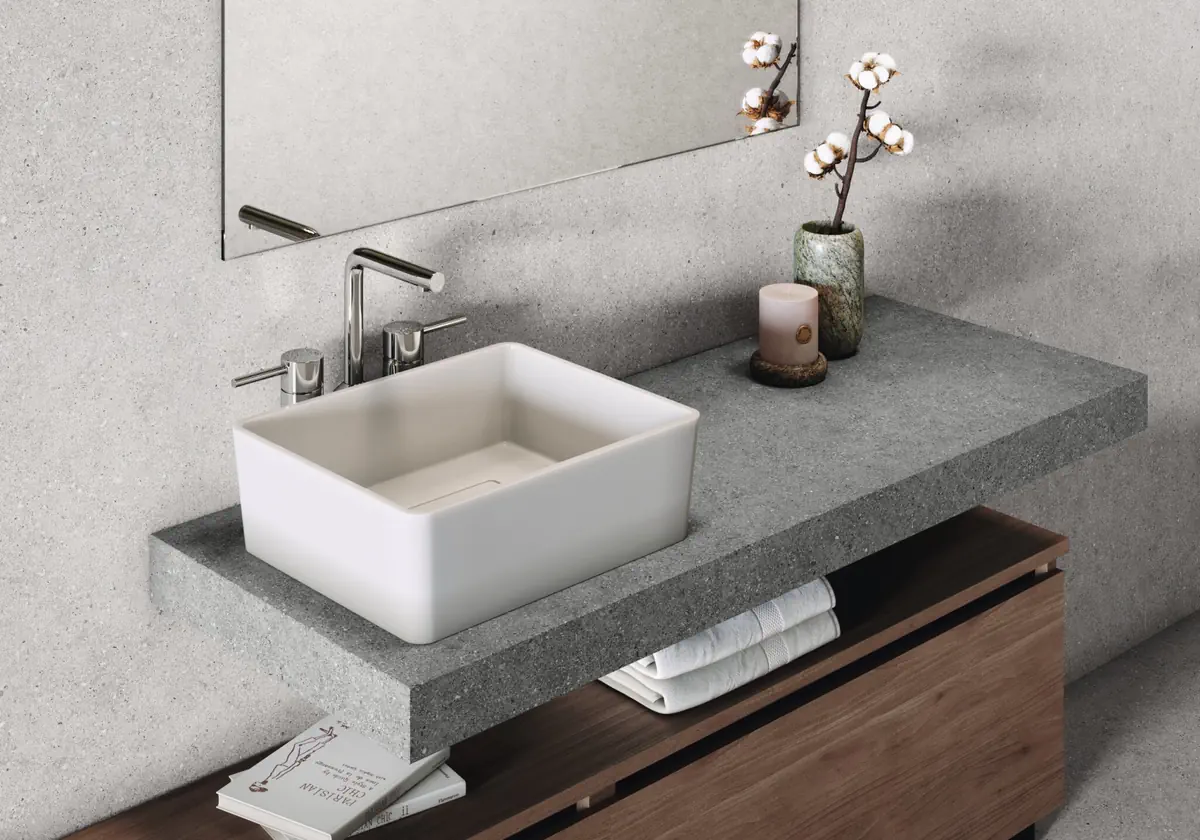 Gres Cifre GRANITE efekt kamień - aranzacja w przy kominku