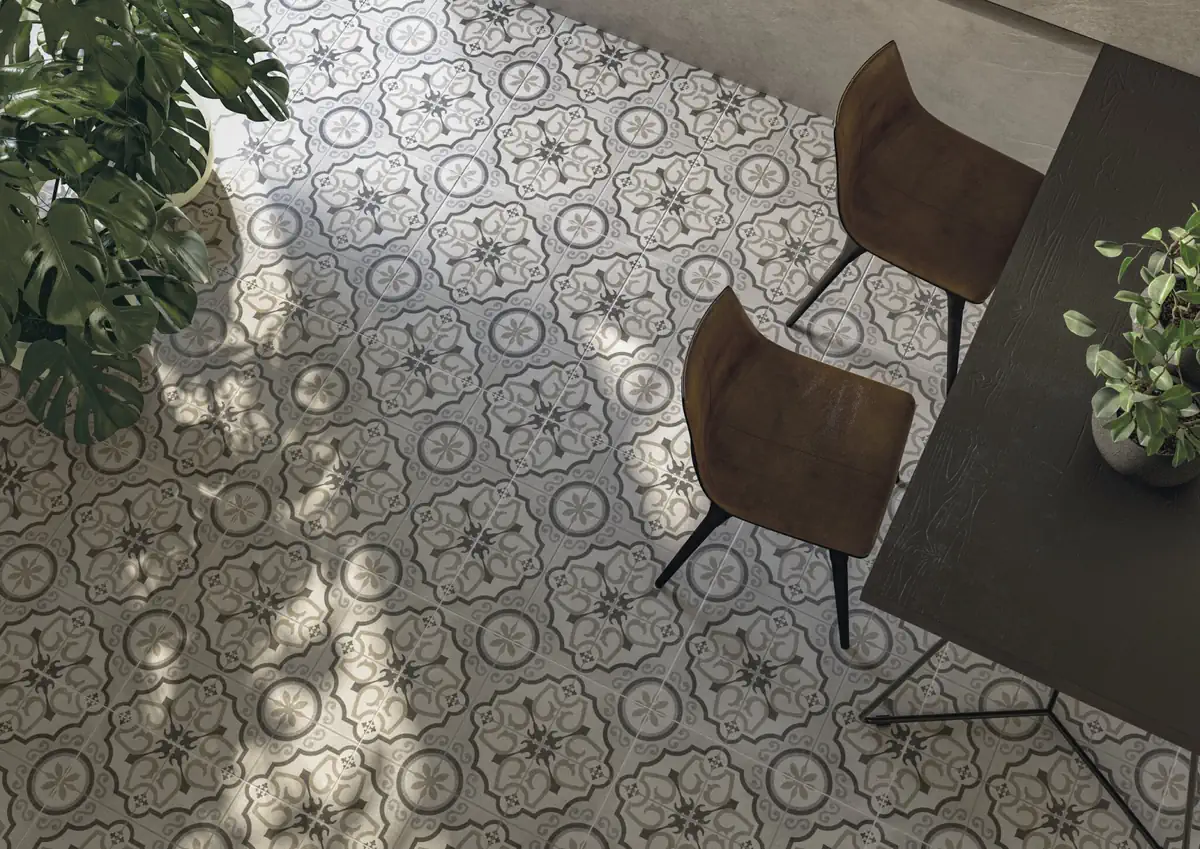 Gres Cifre KAMARI efekt wzór - aranzacja w eleganckiej lazience