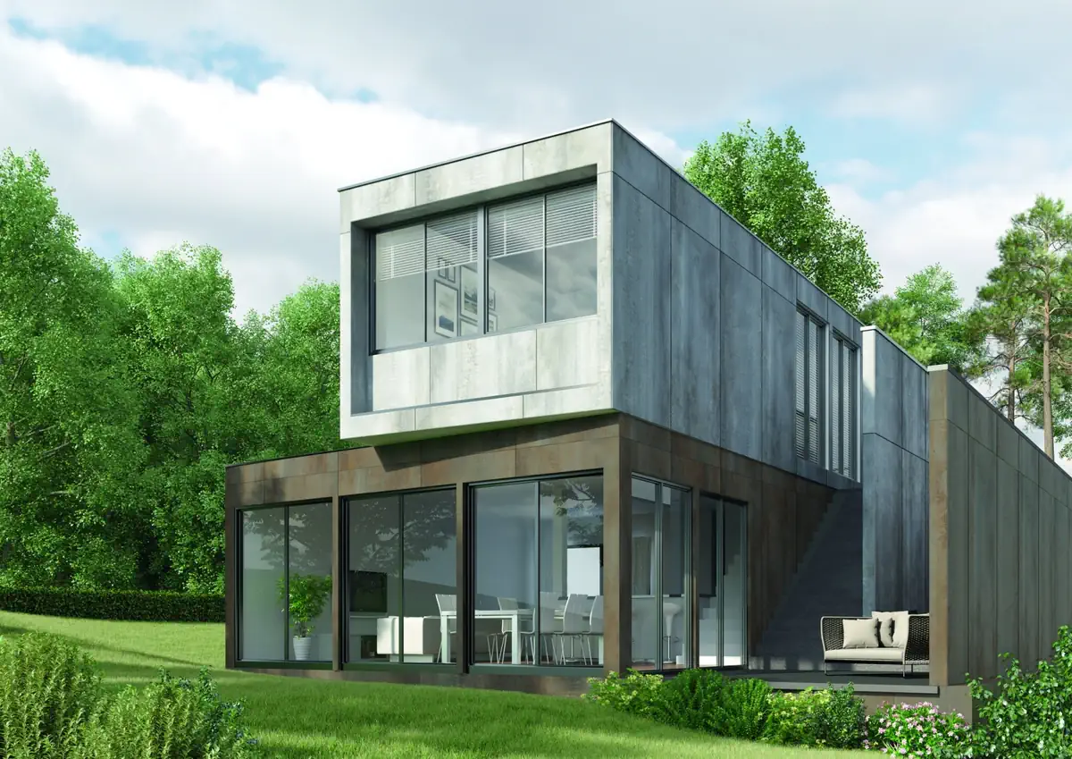Gres Cifre METAL efekt metal - aranzacja w przestronnym holu