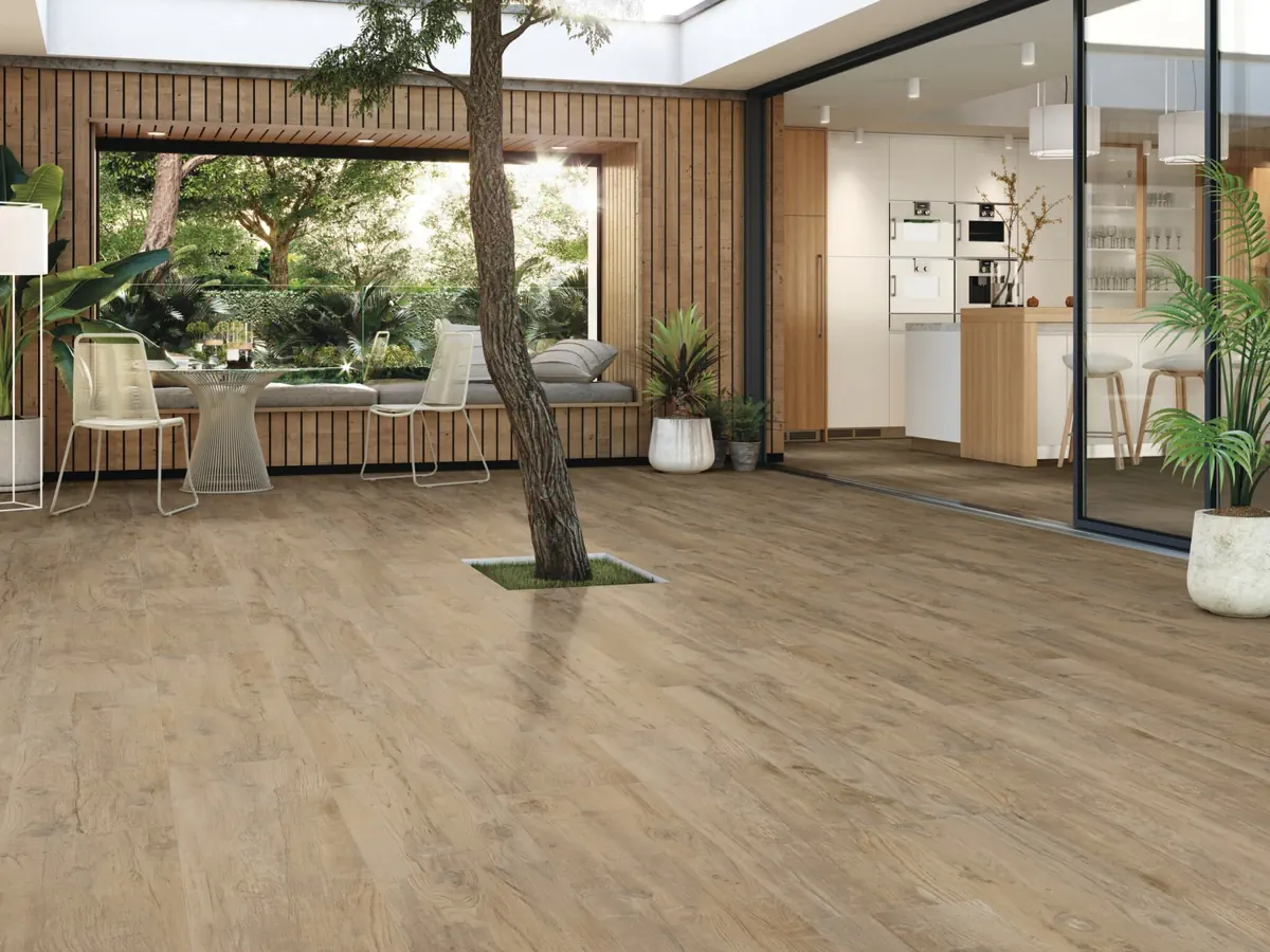 Gres Cifre NEBRASKA efekt drewno - aranzacja w eleganckiej lazience