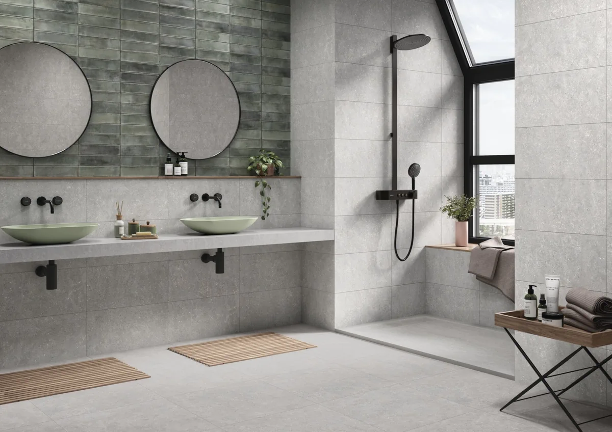 Gres Cifre BOTAN efekt cegła - aranzacja w eleganckiej lazience