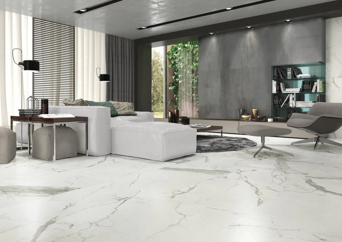 Gres Cifre STATUARIO efekt marmur - aranzacja w eleganckiej lazience