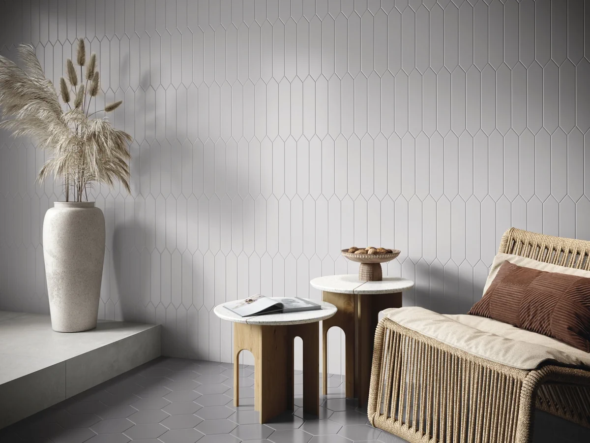 Gres Cifre TIMELESS efekt kolor - aranzacja w minimalistycznym wnetrzu