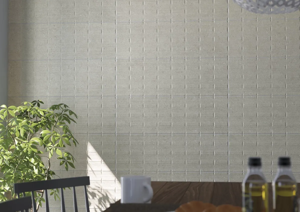 Gres Cifre GRANITE efekt kamień - aranzacja w korytarzu z naturalnym swiatlem