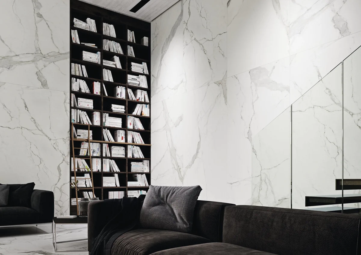 Gres Cifre STATUARIO efekt marmur - aranzacja w eleganckiej lazience