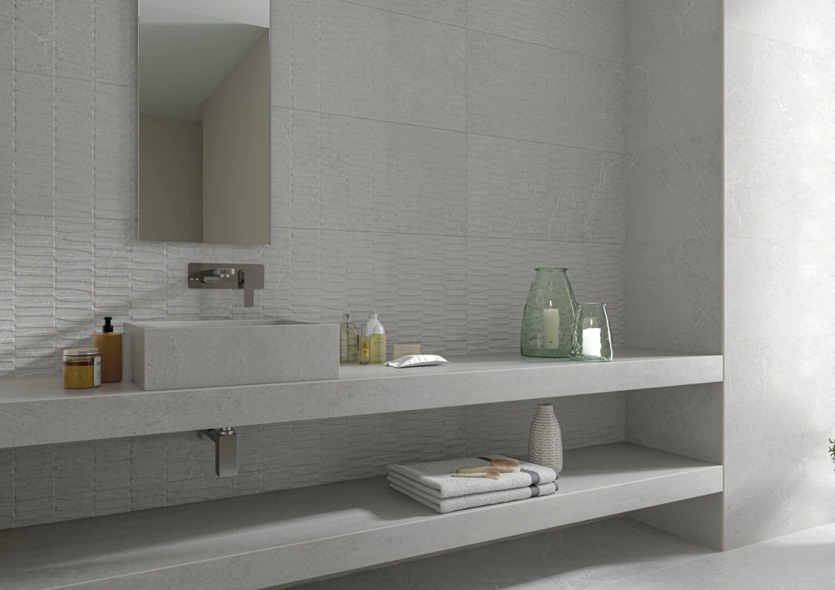 Gres Cifre NORWICH efekt beton - aranzacja w minimalistycznym wnetrzu