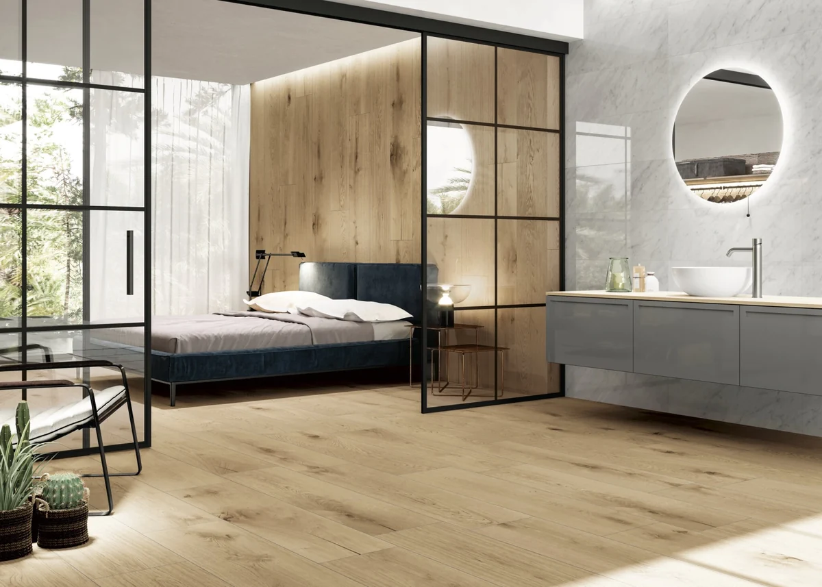 Gres Cifre VERMONT efekt drewno - aranzacja w elewacji domu