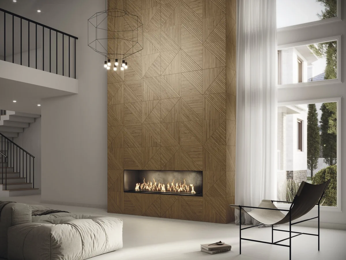 Gres Cifre GEOMETRIC efekt drewno - aranzacja w eleganckiej lazience