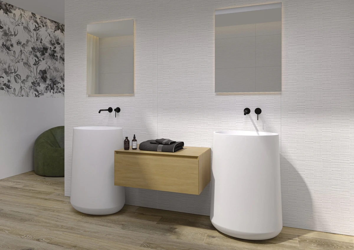 Gres Cifre VILLORE efekt kamień - aranzacja w eleganckiej lazience