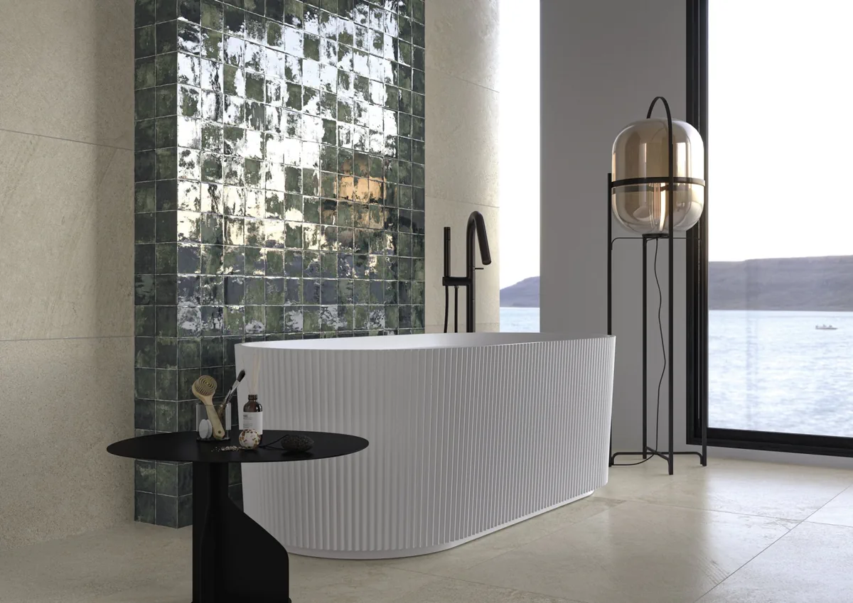 Gres Cifre ODIN efekt wzór - aranzacja w eleganckiej lazience