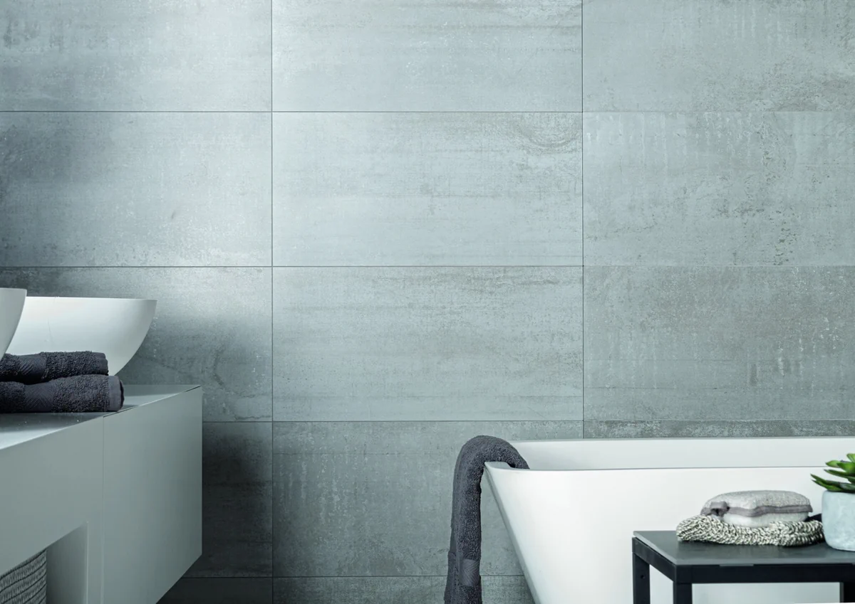 Gres Cifre METAL efekt metal - aranzacja w przy kominku