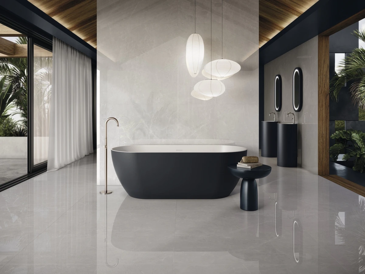 Gres Cifre ATHEA efekt kamień - aranzacja w eleganckiej lazience