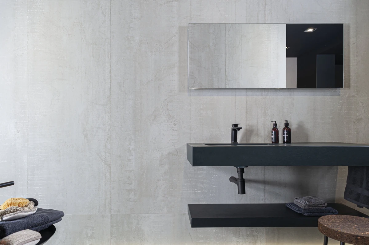 Gres Cifre METAL efekt metal - aranzacja w nowoczesnym salonie