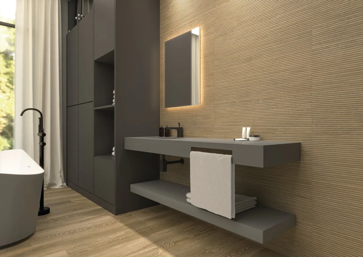 Gres Cifre STOWE efekt cegła - aranzacja w minimalistycznym wnetrzu
