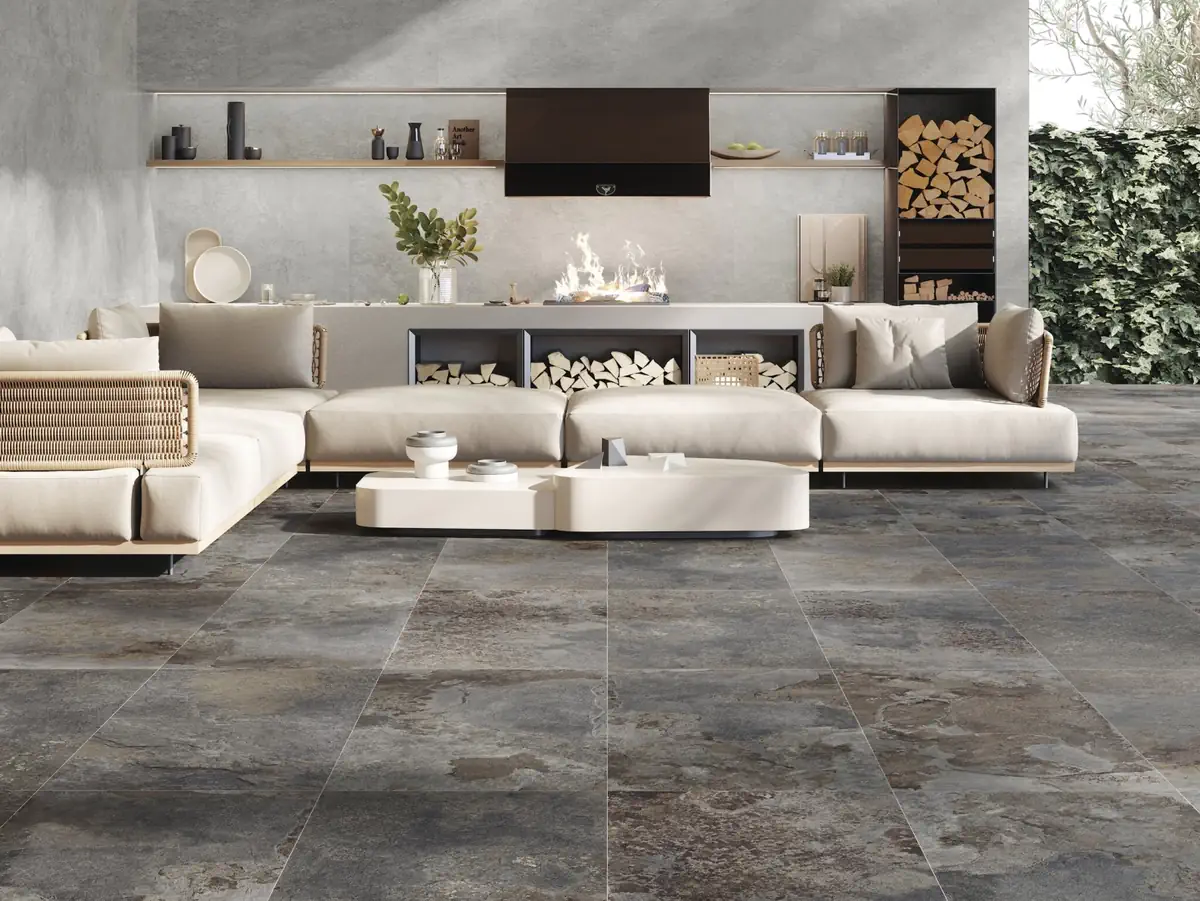 Gres Cifre ARVEN efekt kamień - aranzacja w eleganckiej lazience