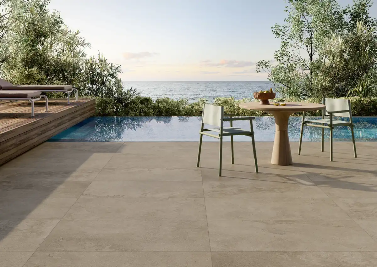 Gres Coem VERSATILE STONE efekt kamień - aranzacja w eleganckiej lazience