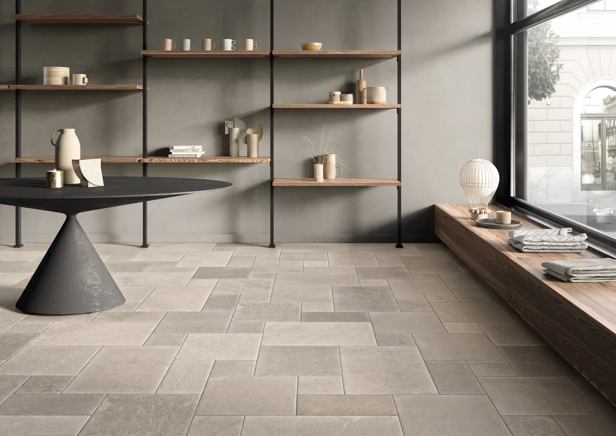 Gres Coem MASSIVE STONE efekt beton, kamień - aranzacja w eleganckiej lazience