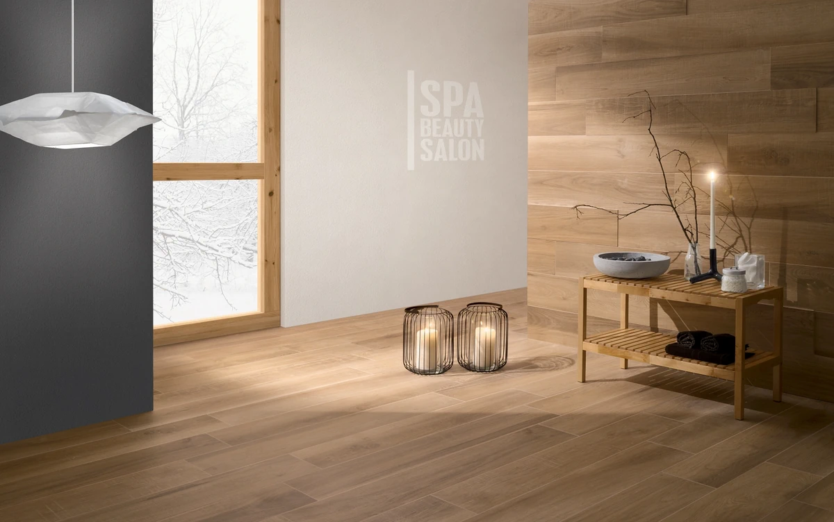 Gres Coem HABITA efekt drewno - aranzacja w eleganckiej lazience