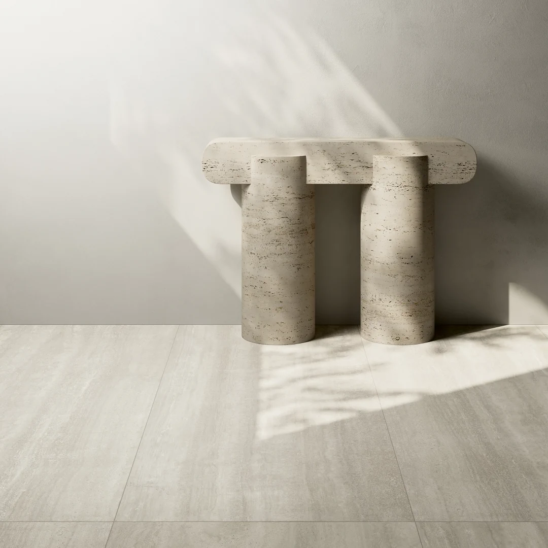 Gres Coem TOUCH STONE VEIN efekt marmur - aranzacja w przestronnym holu