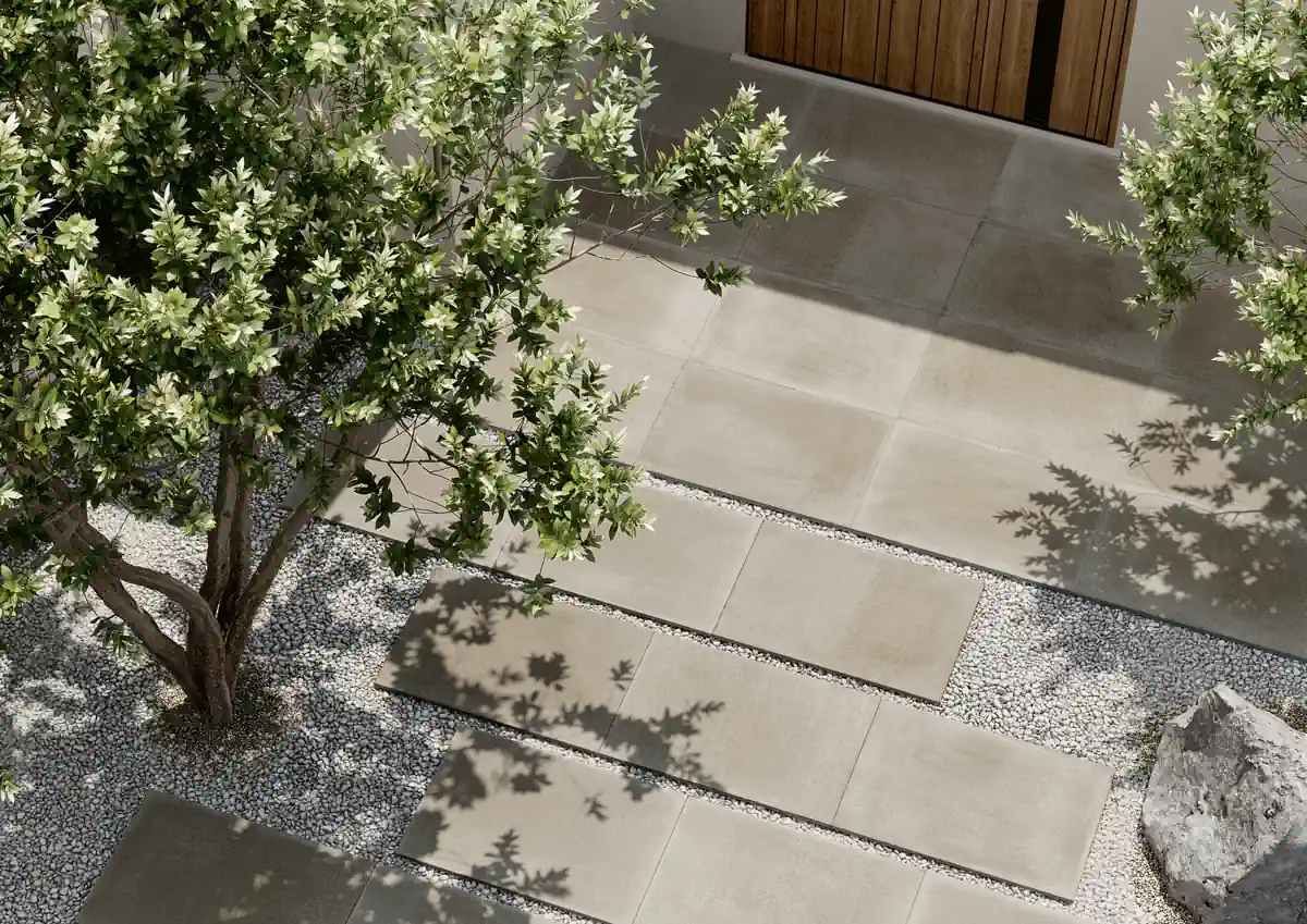 Gres Coem ENGLISH STONE efekt kamień - aranzacja w eleganckiej lazience