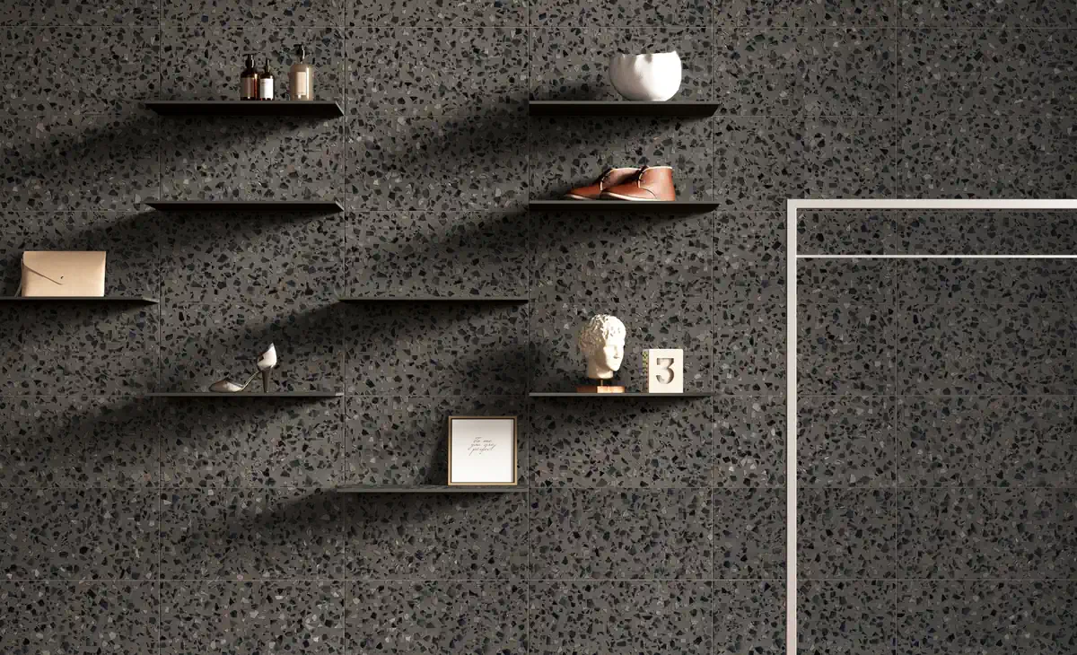 Gres Coem TERRAZZO efekt terrazzo - aranzacja w eleganckiej lazience