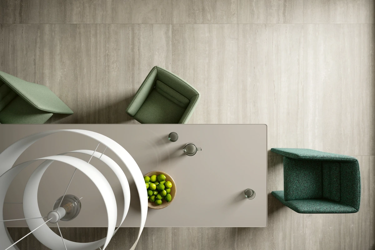 Gres Coem TOUCH STONE VEIN efekt marmur - aranzacja w nowoczesnym salonie