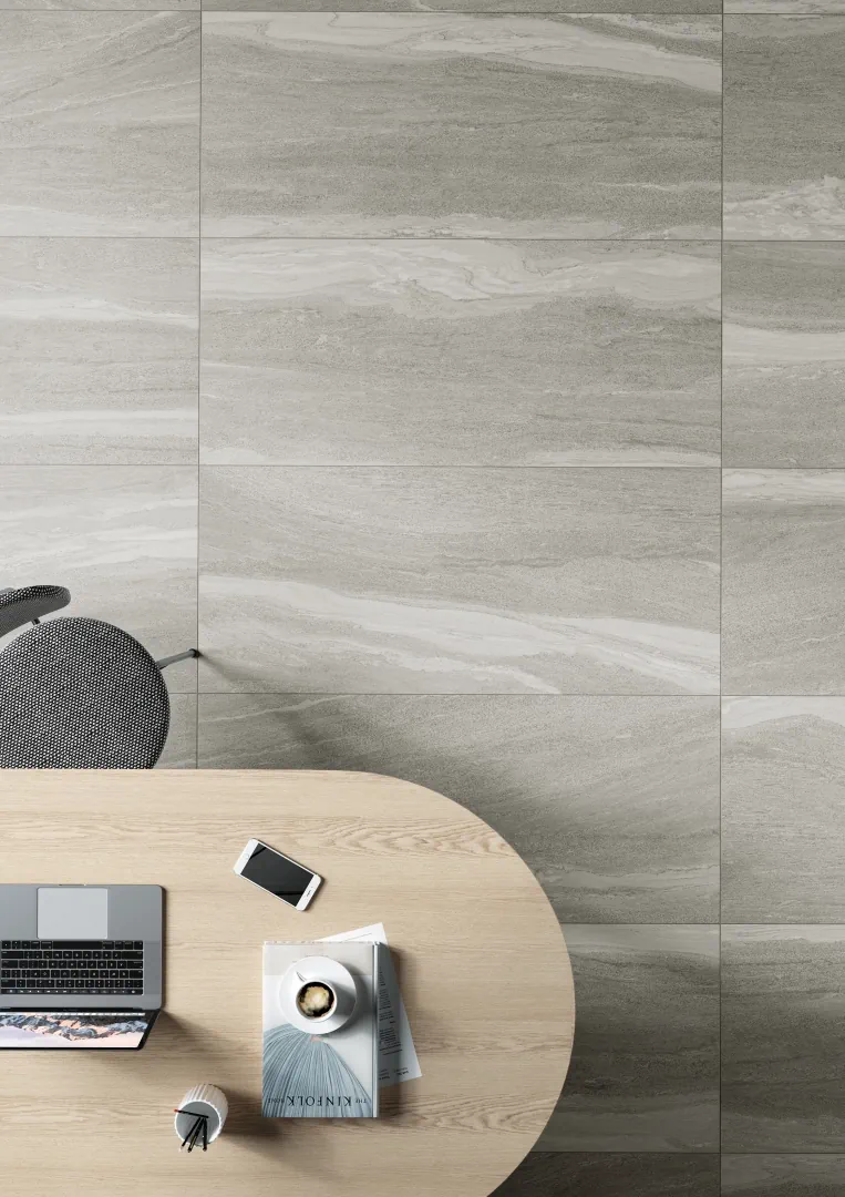 Gres Coem DUALMOOD STONE efekt beton, kamień - aranzacja w minimalistycznym wnetrzu