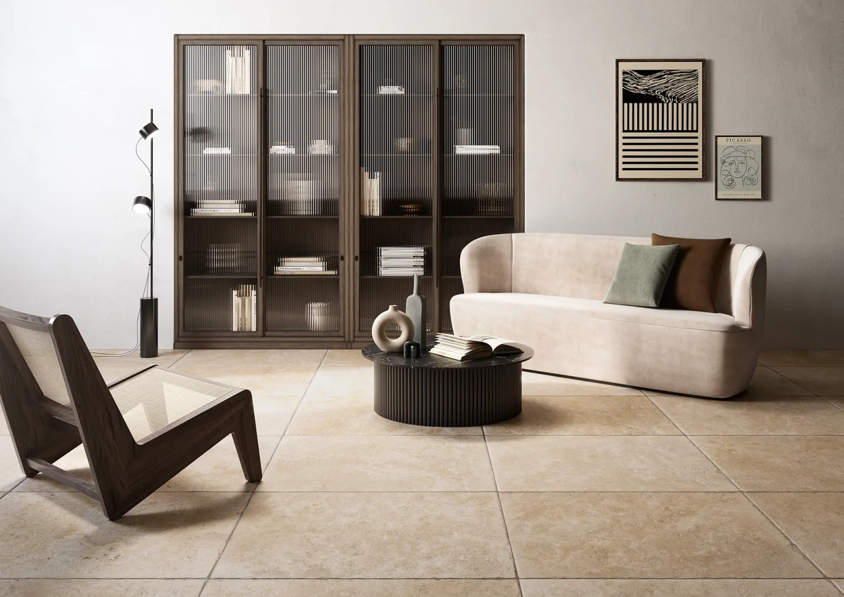 Gres Coem AQUITAINE efekt kamień - aranzacja w eleganckiej lazience