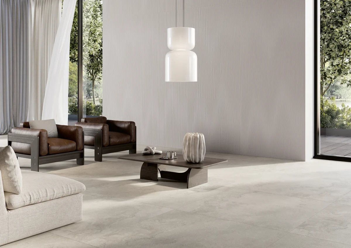 Gres Coem MOIRÉ efekt kolor - aranzacja w eleganckiej lazience