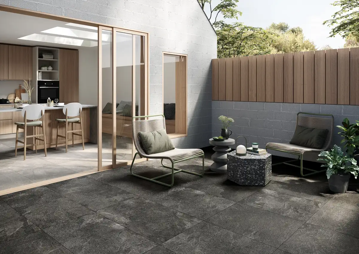 Gres Coem KAVASTONE efekt beton, kamień - aranzacja w eleganckiej lazience