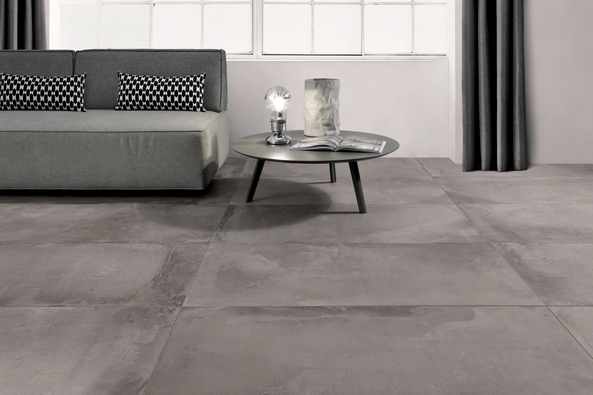 Gres Coem COTTOCEMENTO efekt beton - aranzacja w minimalistycznym wnetrzu