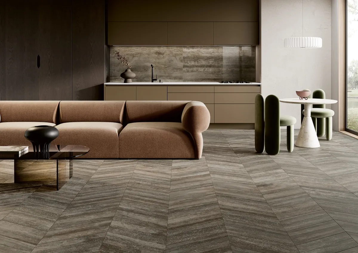 Gres Coem TOUCH STONE VEIN efekt marmur - aranzacja w eleganckiej lazience