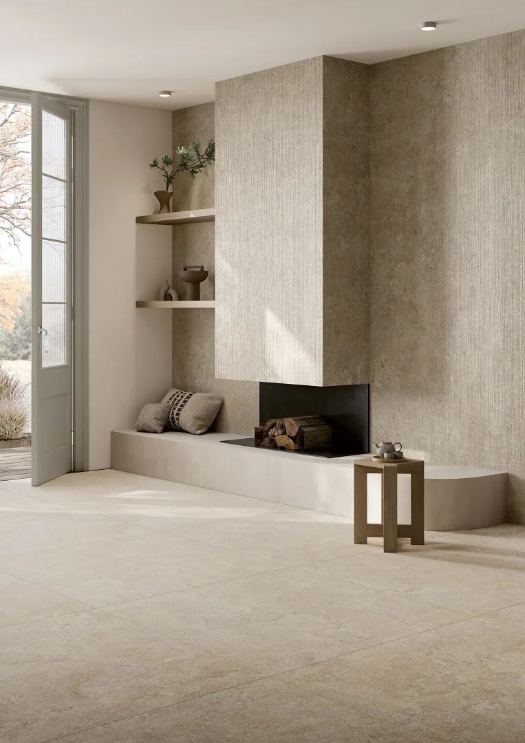 Gres Coem WIDE GRES efekt drewno, kamień, marmur, beton, terrazzo - aranzacja w elewacji domu