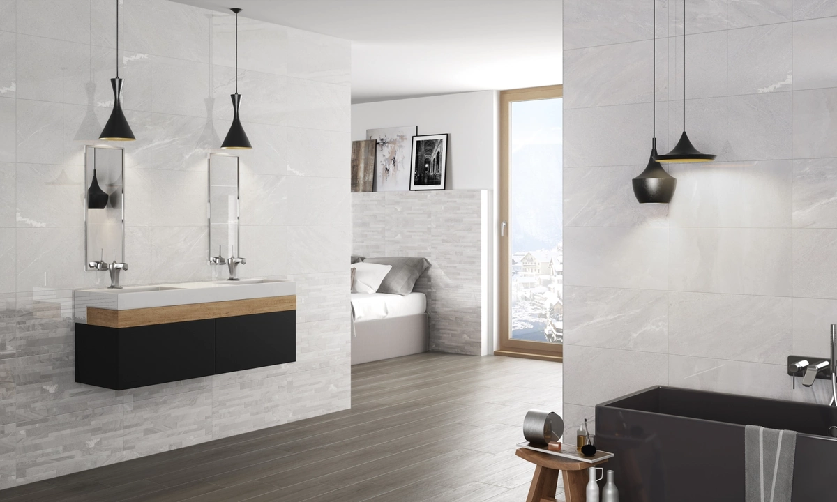 Gres Colorker NEW AGE efekt kamień - aranzacja w minimalistycznym wnetrzu