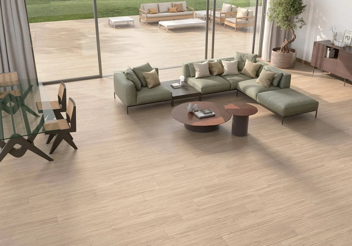 Gres Colorker HILLS efekt drewno - aranzacja w eleganckiej lazience